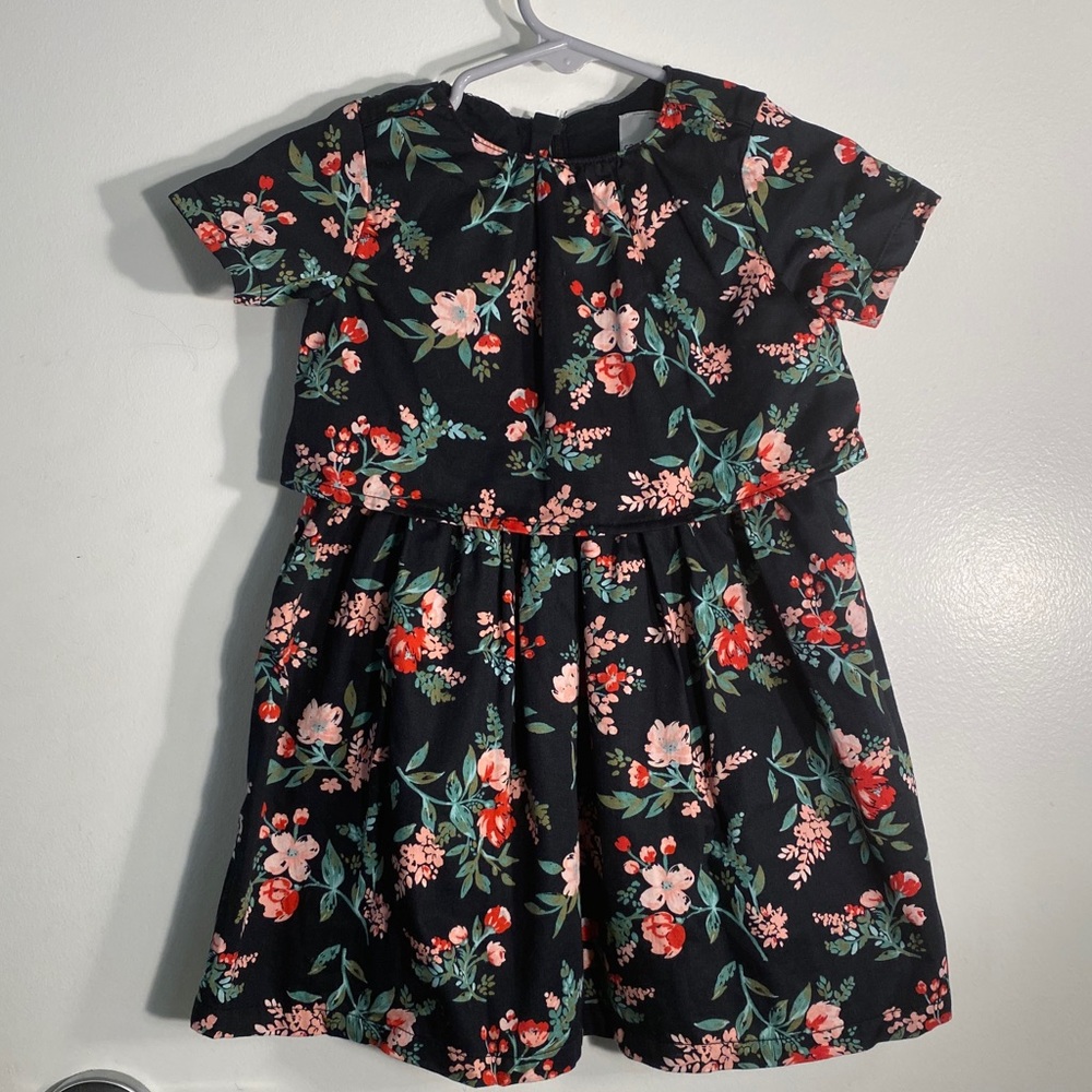 Carter’s Black Dress with Pink and Red Flowers